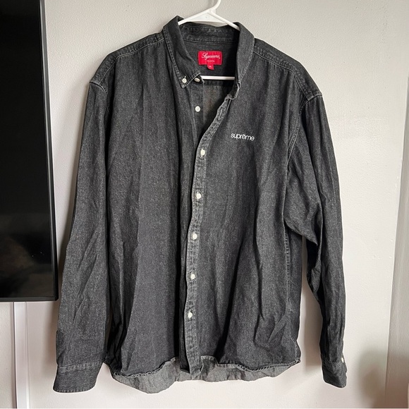 Supreme Classic Black Denim Logo Shirt 2020 XL - Picture 1 of 4
